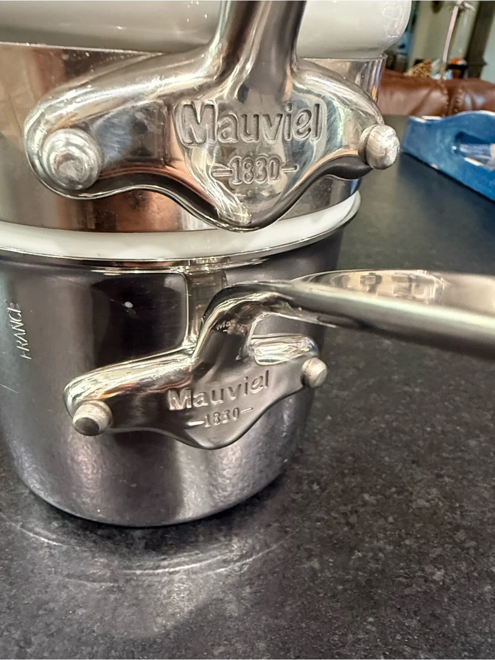 Mauviel Stainless Steel Bain Marie 2-Piece Saucepan Set - Polished Silver France